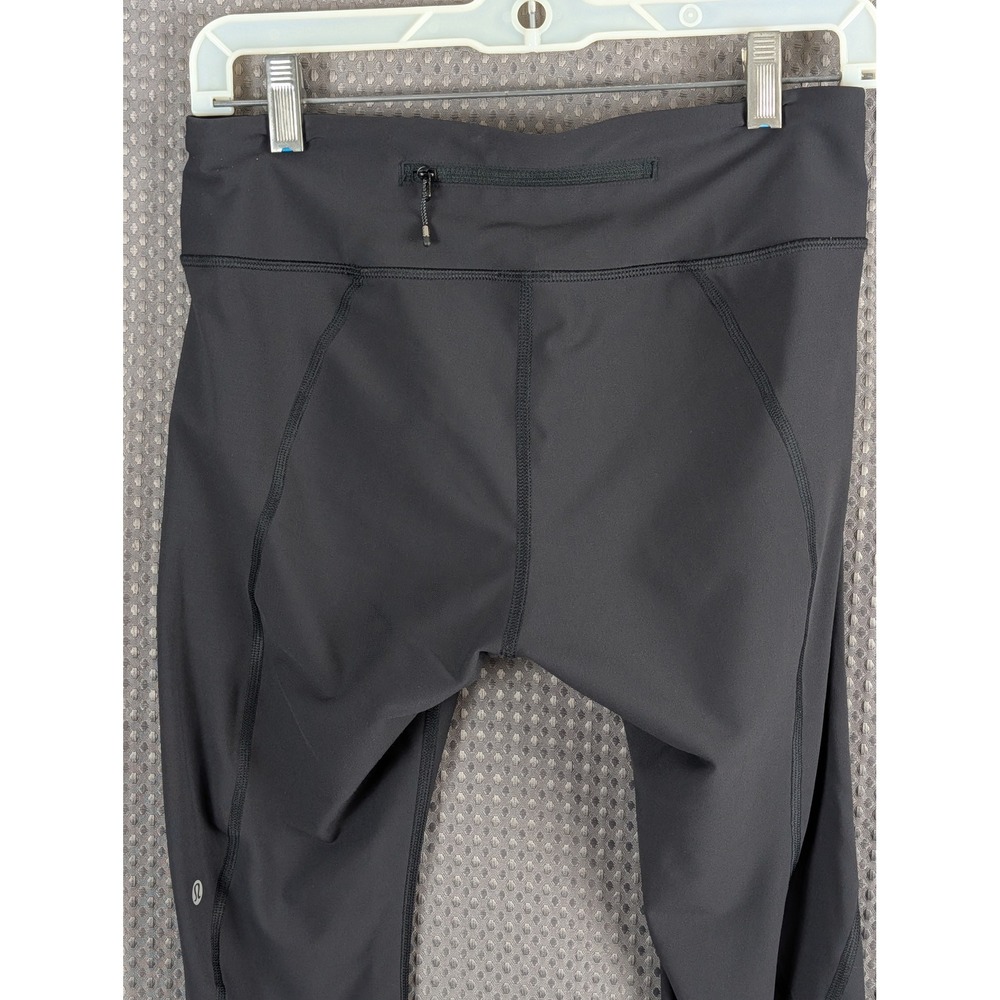 Lululemon Run Reflect Crop Black Reflective Running Leggings Zip Pocket Size 8 - Picture 10 of 16